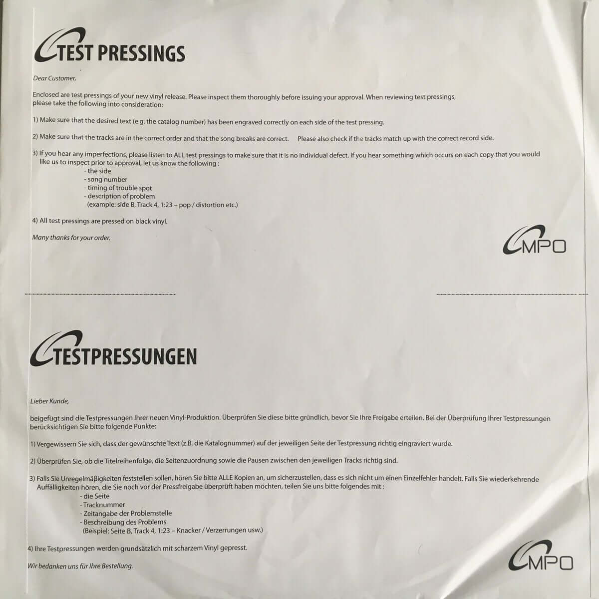 My Neighbour Is - Moon's Reflection On A Quiet Lake - Limited Edition 12 Inch Vinyl Test Pressing - Cold Busted