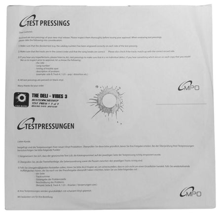 The Deli - Vibes 3 - Limited Edition 12 Inch Vinyl Test Pressing - Cold Busted