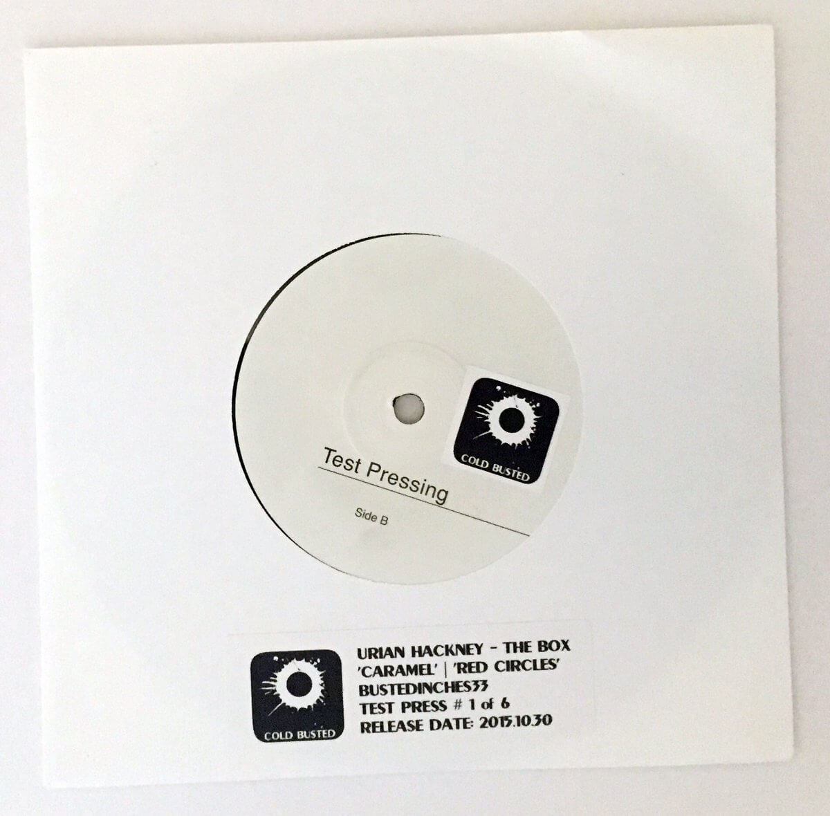 Urian Hackney - The Box - Limited Edition 7 Inch Vinyl Test Pressing - Cold Busted