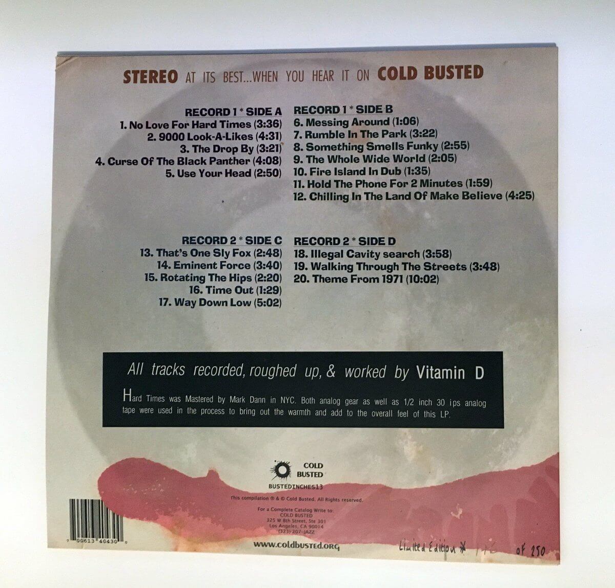 Vitamin D - Hard Times - Limited Edition Double 12 Inch Vinyl - Cold Busted