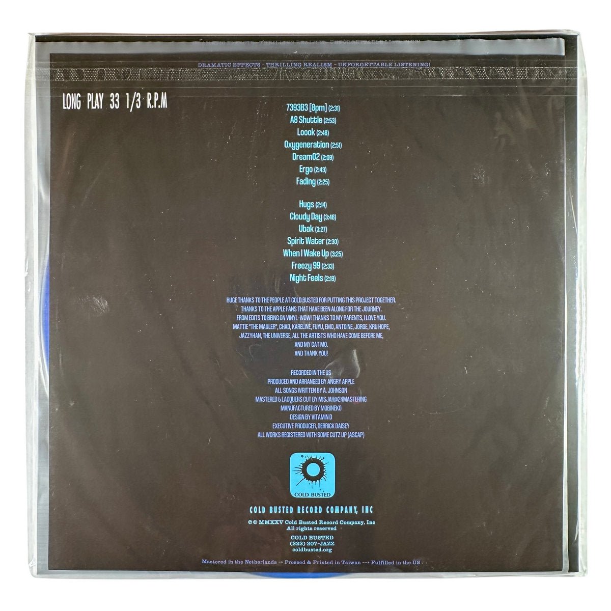 Angry Apple - Crispin - Limited Edition Transparent Blue Colored 12 Inch Vinyl - COLD BUSTED