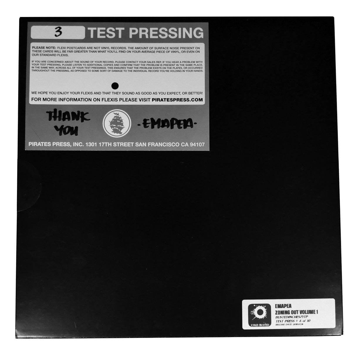Emapea - Zoning Out Volume 1 - Limited Edition 12 Inch Vinyl + Autographed Flexi-disc Test Pressings - COLD BUSTED