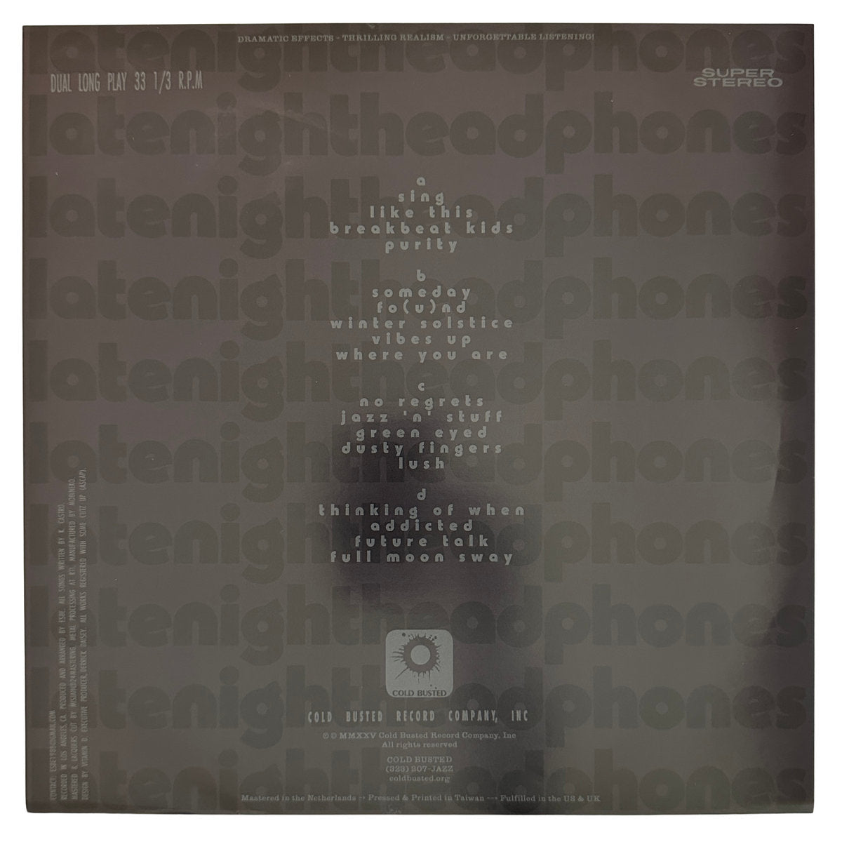 Esbe - Late Night Headphones Vol. 3 - Limited Edition Transparent Clear Colored Double 12 Inch Vinyl - COLD BUSTED