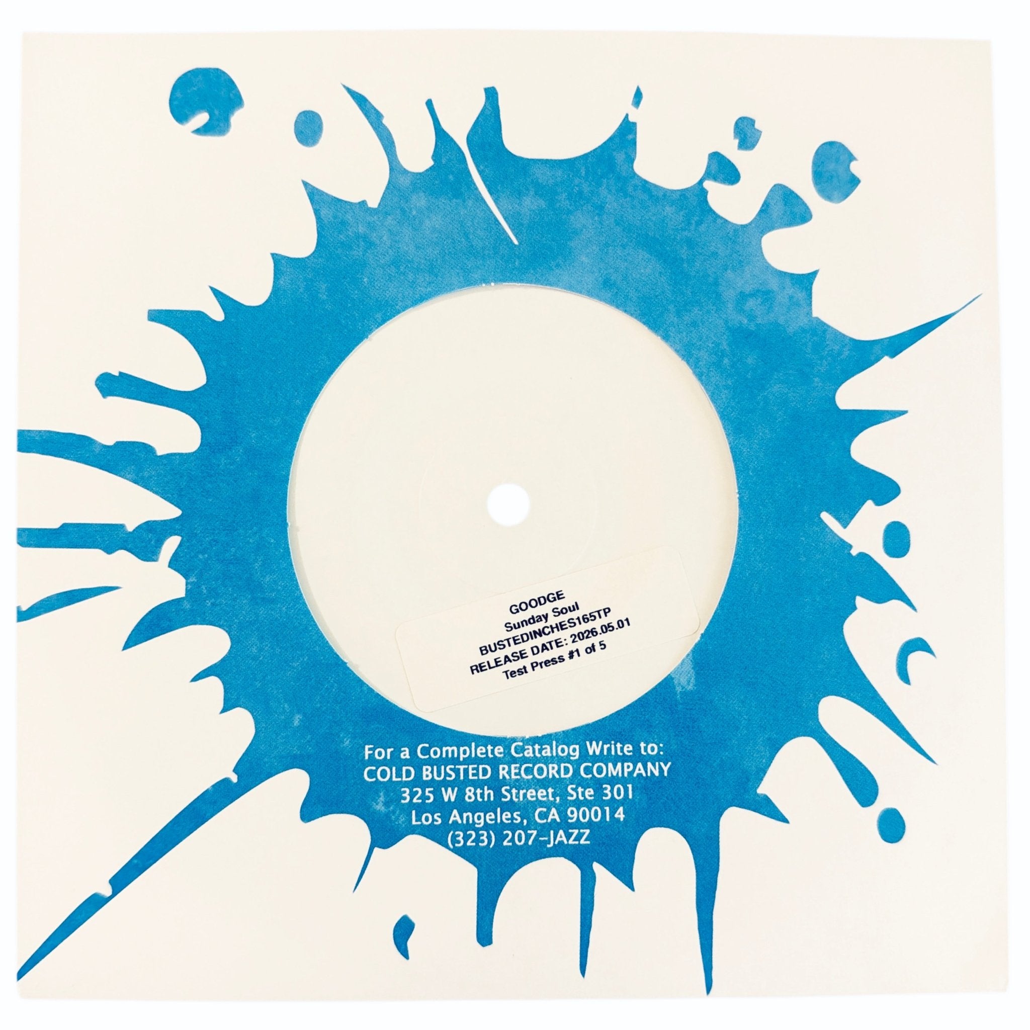 Goodge - Sunday Soul - Limited Edition 7 Inch Vinyl Test Pressing - COLD BUSTED