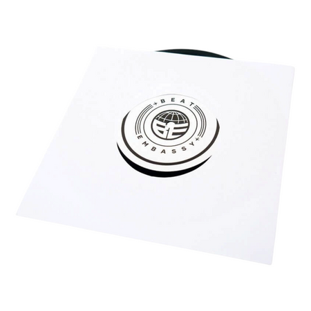 COLD BUSTED Amparo vinyl record featuring the Beat Embassy logo on a white sleeve