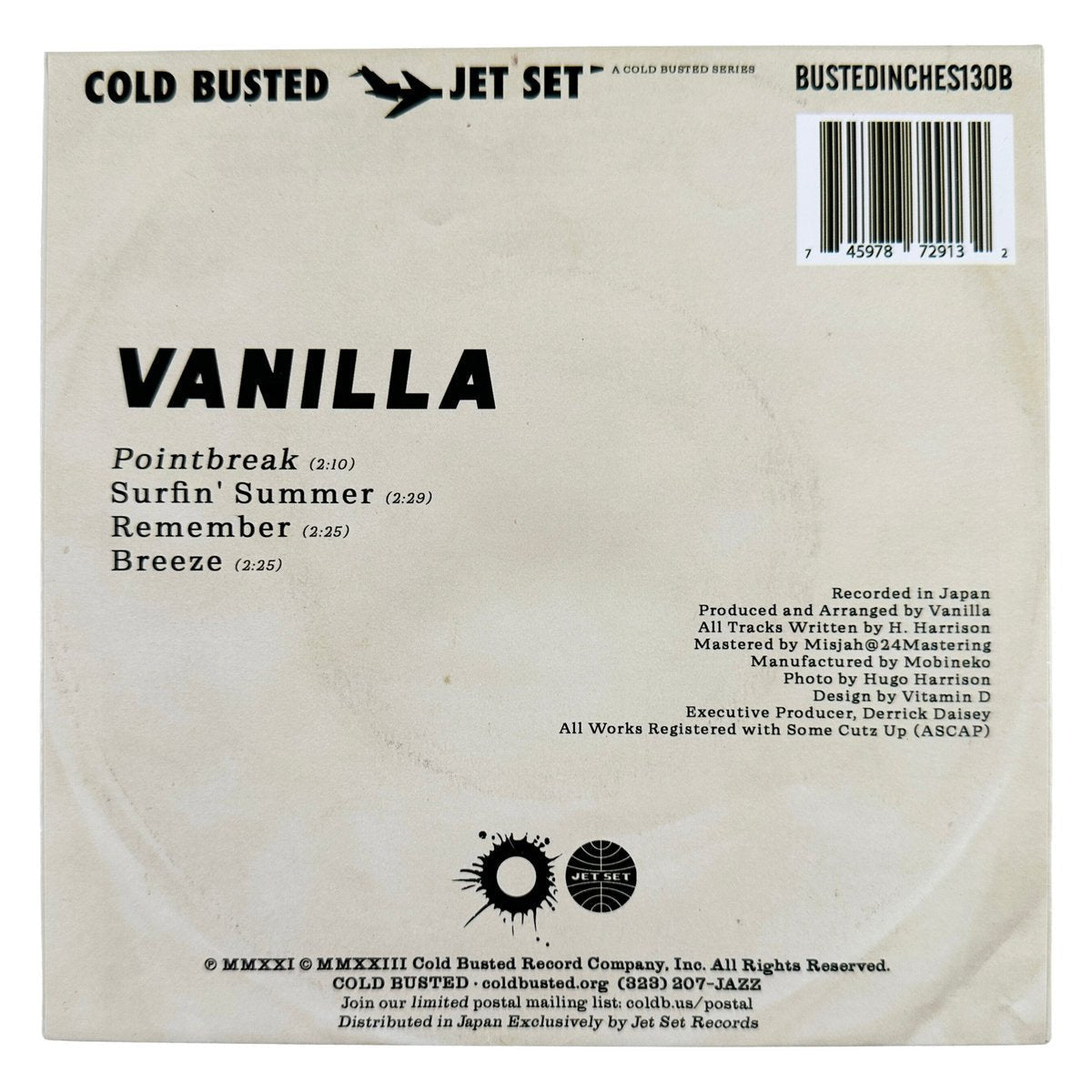 Vanilla - Pointbreak - Limited Edition Transparent Blue Colored 7 Inch Vinyl - 