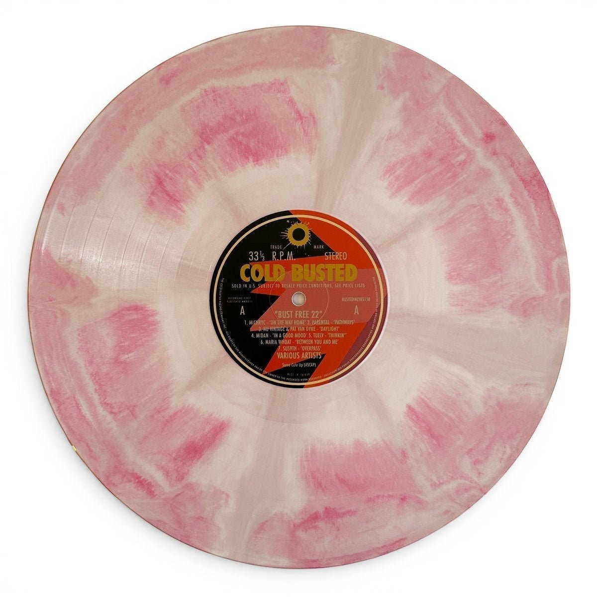 Various Artists - Bust Free 22 - Limited Edition White and Pink Marbled Colored 12 Inch Vinyl - 