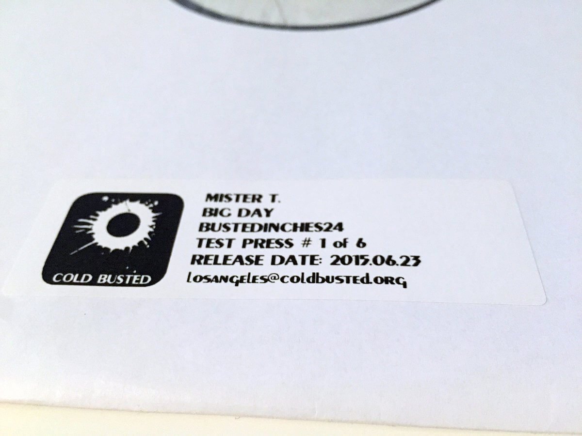 Mister T. - Big Day - Limited Edition 12 Inch Vinyl Test Pressing - Cold Busted