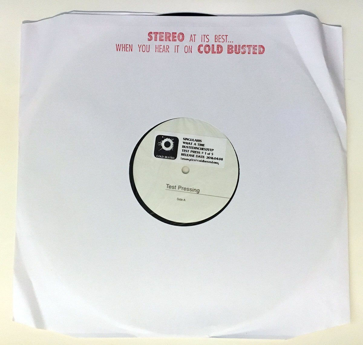 Singularis - What A Time - Limited Edition 12 Inch Vinyl Test Pressing - Cold Busted