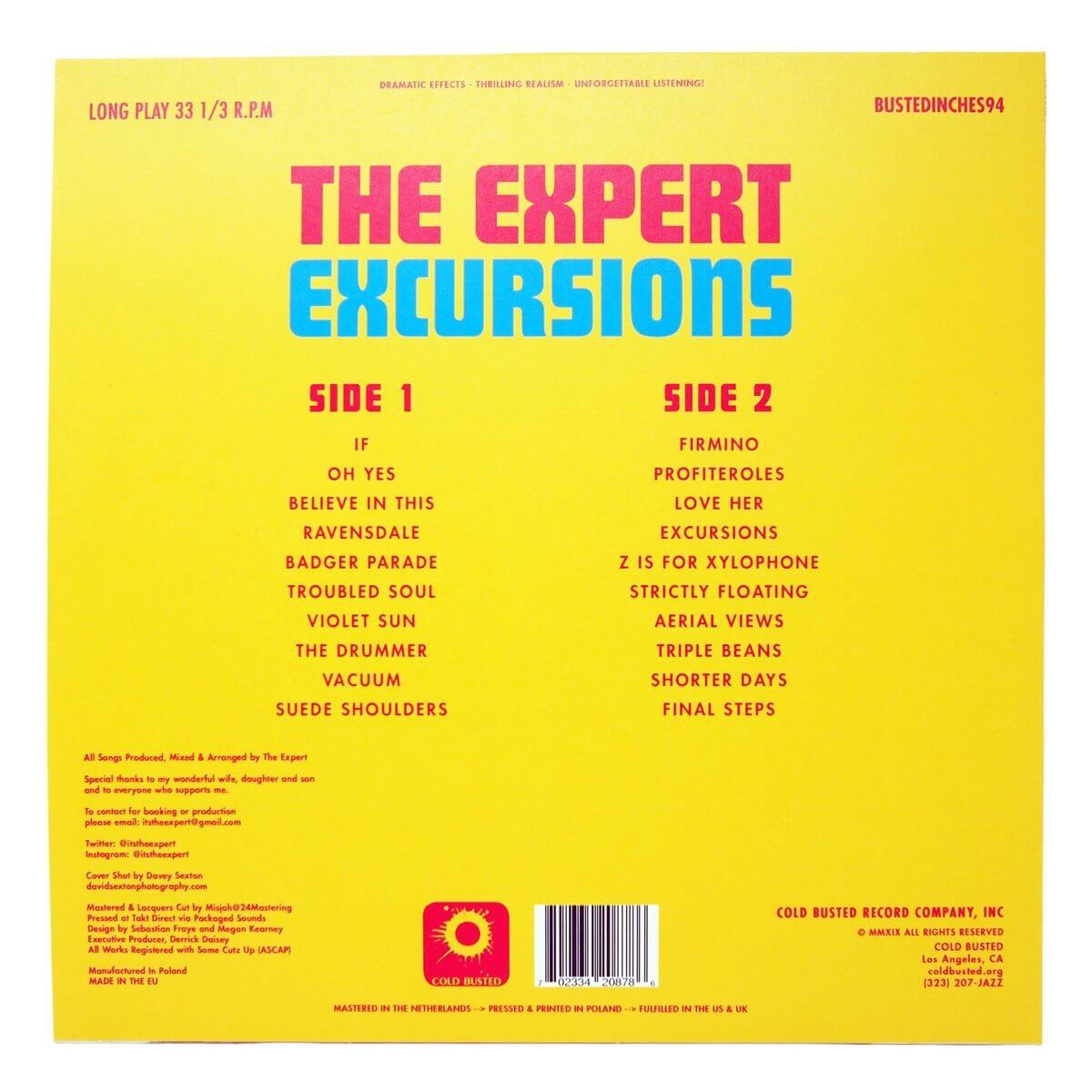The Expert - Excursions - Limited Edition 12 Inch Vinyl - Cold Busted