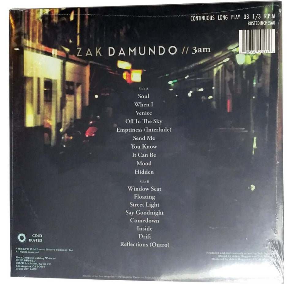 Zak Damundo - 3am - Limited Edition 12 Inch Vinyl Continuously Mixed - Cold Busted
